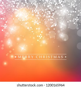 Colorful Happy Holidays, Merry Christmas Greeting Card With Label on a Sparkling Blurred Background