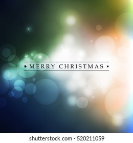 Colorful Happy Holidays, Merry Christmas Greeting Card With Label  on a Sparkling Blurred Background 