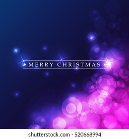 Colorful Happy Holidays, Merry Christmas Greeting Card With Label  on a Sparkling Blurred Background 