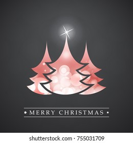 Colorful Happy Holidays, Merry Christmas Greeting Card With Label, Christmas Tree on a Sparkling Background