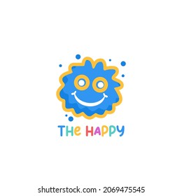 Colorful happy kid logo with abstract face vector drawing