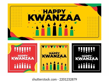 Colorful Happy Kwanzaa event banner and social media design