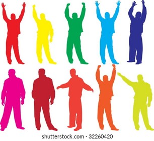 Colorful happy man silhouette