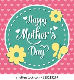 Colorful Happy Mother s Day Emblem. Vector Design Elements For Greeting Card and Other Print Templates. Typography composition