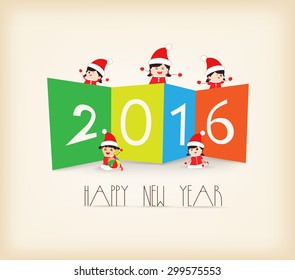 Colorful Happy New Year 2016 kids background