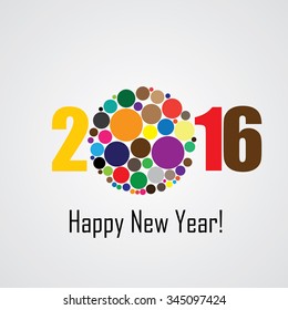 colorful happy new year 2016 vector design icon