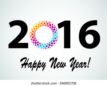 colorful happy new year 2016 vector design icon.