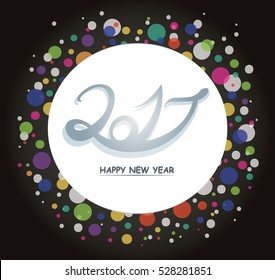 Colorful Happy New Year 2017 text design vector