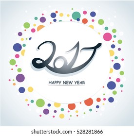 Colorful Happy New Year 2017 text design vector