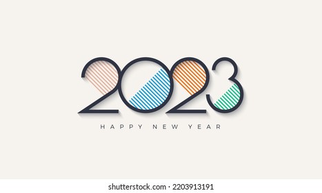 Colorful happy new year 2023 number, retro classic style vector.