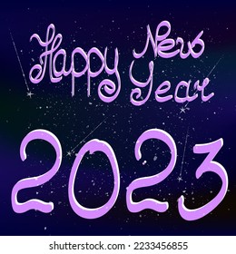 Colorful Happy New Year 2023, bright frame on background with text.