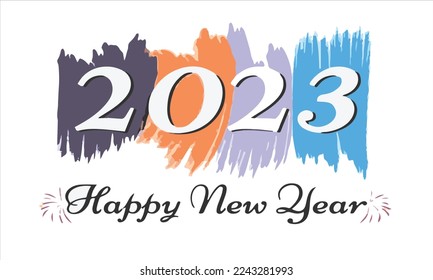 Colorful Happy New Year 2023 Typography Design Vector Free Vector 