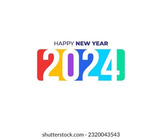 Colorful Happy New Year 2024 Greeting background banner logo illustration. Modern Colorful 2024 new year vector