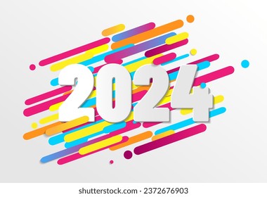 Colorful Happy New Year 2024 card - vector illustration