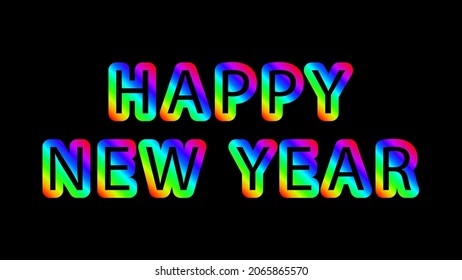 Colorful Happy new year lettering.Happy new year inscriptions in rainbow colors.Vector Illustration.Horizontal 2022 posters, cards, headers, website.