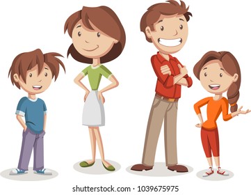 Colorful Happy People. Cartoon Family.