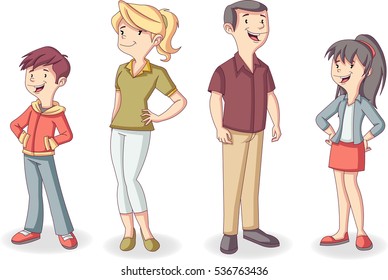 Colorful happy people. Cartoon family.
