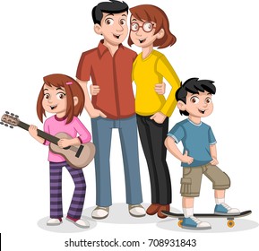 Colorful happy people. Cartoon family.
