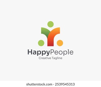 Colorful happy people community logo