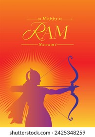 Colorful Happy Shree Ram Navami greeting. Indian festival banner design template.