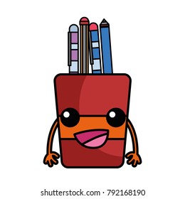 colorful happy tools cup kawaii with arms
