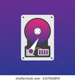 Colorful hard drive disk icon for web.