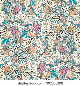 Colorful harmonious doodle texture. 