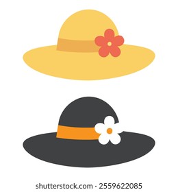 A colorful hat, beach hat, flat vector icon Illustration