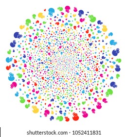Colorful Hatch Chick sparkler round cluster. Vector sphere explosion done by random hatch chick items. Multicolored Vector illustration.