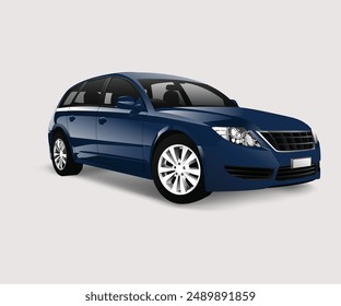 colorful hatchback car on white background