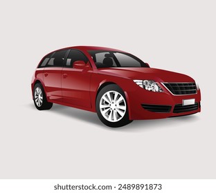 colorful hatchback car on white background