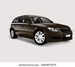 colorful hatchback car on white background