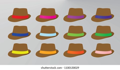 Colorful hats set. vector illustration