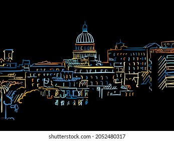 Colorful Havana Drawing on black. Well crafted vector sketch für private and commercial use.