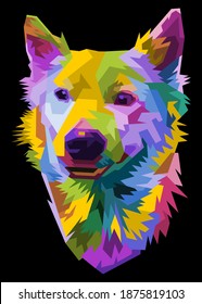 colorful head  dog on pop art style. vector illustration.