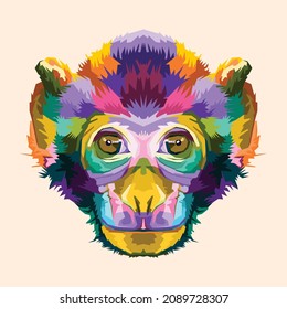 tête colorée style pop art singe
