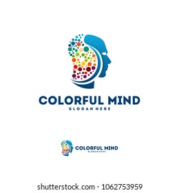 Colorful Head logo designs vector, Creative mind, learning and design icons. Man head, people symbols