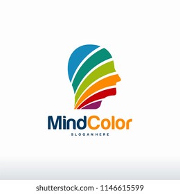 Colorful Head logo designs vector, Creative mind, learning and design icons. Man head, people symbols