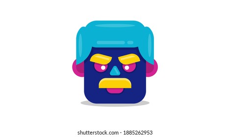 Vector colorido de mascota de la cabeza. Icono de vector de cabeza digital