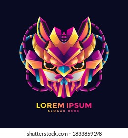 Vector de plantilla de logotipo de robot de cabeza colorida
