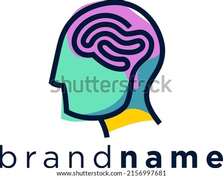 Colorful Head shape logo design brain shape. A circle maze brain head illustration vector.