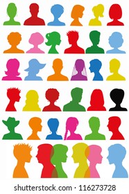 Colorful Head Silhouettes