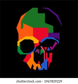 colorful head skull vector wpap pop art design
