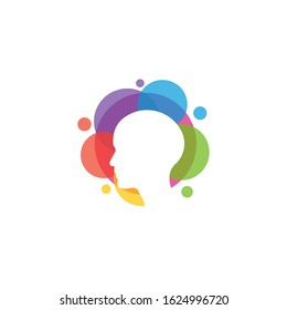 Colorful Head Tech Icon Logo Design Concept, Colorful Head Emotion Concept Icon Logo Design Template