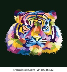 colorful head tiger pop art portrait