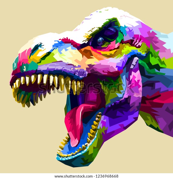 Colorful Head Tyrannosaurus Rex Stock Vector (Royalty Free) 1236968668