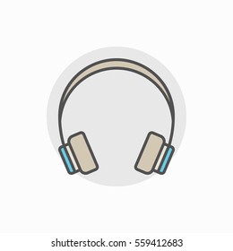 Colorful headphone icon - vector concept sign or logo element