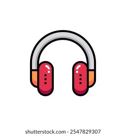 Colorful headphone icon. Vector illustration. Isolated on white background