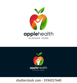 colorful health apple logo design vector illustration