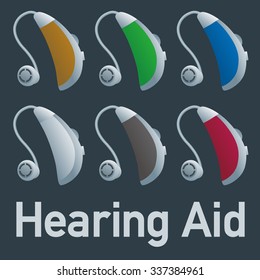 Colorful hearing aids, vector illustration